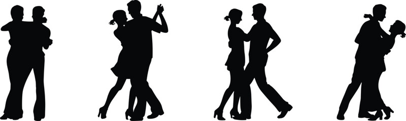 Silhouette, couple, dance, partner, ballroom, tango, salsa, waltz, performance, movement, elegance, romantic, choreography, artistic, black, isolated, figure, pose, motion, celebration,