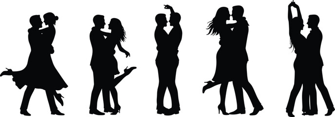 Silhouette, couple, dancing, romantic, ballroom, tango, waltz, salsa, swing, performance, passion, movement, elegant, graceful, partner, choreography, artistic, black,