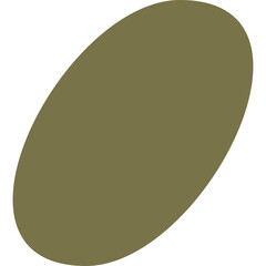 Olive Green Oval Shape on Transparent Background Abstract Geometric Minimalist Design