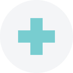 Medical Symbol of Turquoise Cross Inside a White Circle on Transparent Background