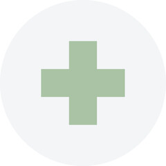 Fototapeta premium Medical Symbol of Green Cross Inside Gray Circle Isolated on Transparent Background