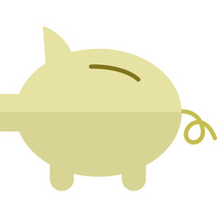 Minimalist Piggy Bank Illustration in Flat Design on Transparent Background