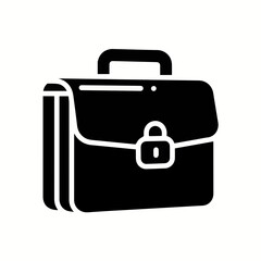 Minimal Black Briefcase Icon – Corporate Work Vector Symbol