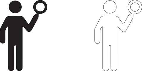 Man with a magnifying glass. Vector search icon.
