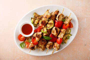 Chicken skewers with vegetables