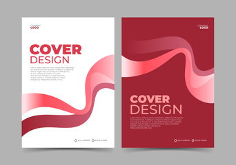 Elegant cover design template with red wavy