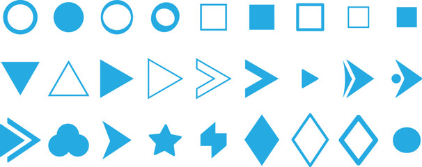 Flèche and Arrow Bullet List Icons. flèche, Bullet List for PowerPoint Presentation, Bullet point collection, arrows set. Vector illustration. Bullet point collection for presentation
