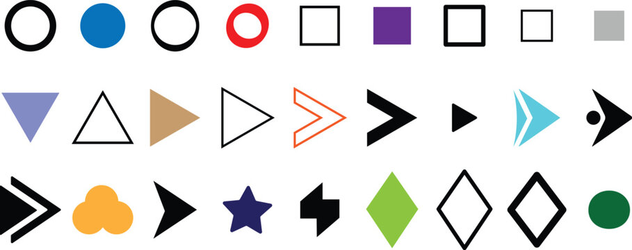 Fl&egrave;che and Arrow Bullet List Icons. fl&egrave;che, Bullet List for PowerPoint Presentation, Bullet point collection, arrows set. Vector illustration. Bullet point collection for presentation
