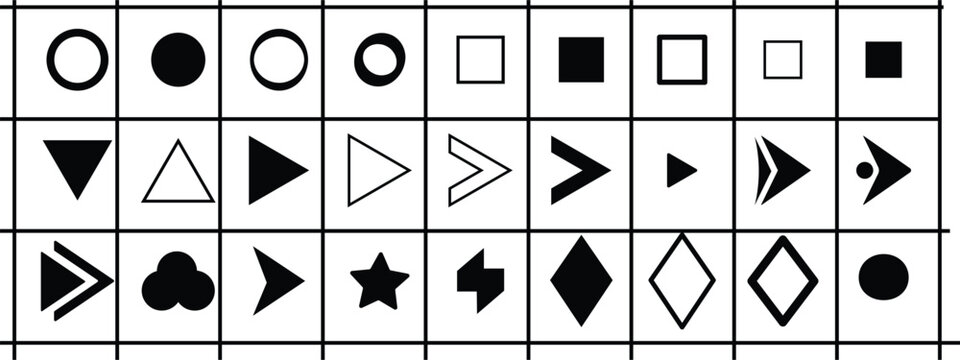 Fl&egrave;che and Arrow Bullet List Icons. fl&egrave;che, Bullet List for PowerPoint Presentation, Bullet point collection, arrows set. Vector illustration. Bullet point collection for presentation
