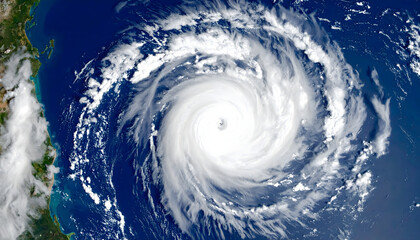 Satellite View of a Massive Cyclone Forming Over the Ocean, Illustrating a Dangerous and Powerful Natural Weather Phenomenon