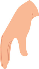 Hands poses. Female hand holding and pointing gestures, fingers crossed, fist, peace and thumb up. Cartoon human palms and wrist vector set