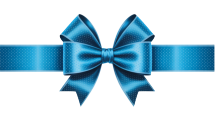 Elegant blue ribbon bow with subtle polka dot pattern