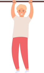 Sport kids. Children play football and tennis, doing exercise and karate, run and boxing. Boys and girls physical activities flat vector set