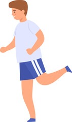 Sport kids. Children play football and tennis, doing exercise and karate, run and boxing. Boys and girls physical activities flat vector set