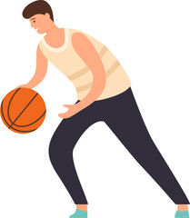 Sport people. Men and women exercise, workout, doing yoga and fitness, run and playing basketball. Healthy lifestyle characters vector set