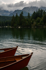 Wooden Boats on a Tranquil Lake