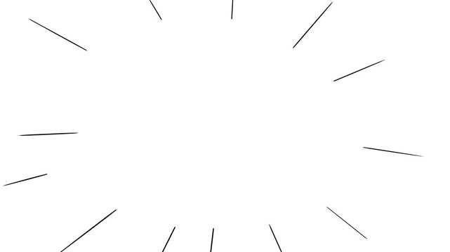 シンプルな白バックの集中線アニメーションの動画素材