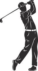 illustration of a golf player hitting the ball with his golf club