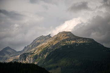 Dramatic Mountain Landscape with Cloudy Sky
