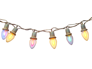 String of vintage incandescent bulbs with weathered sockets