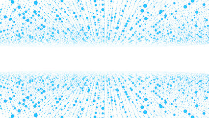 Blue dotted frame background with particle gate, chaotic molecule waves, digital grid and lively ornament perfect banner for technology, medicine and presentations.