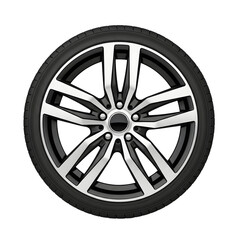 Obraz premium Modern alloy car wheel with tire isolated on transparent background