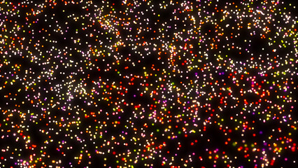 Neon Colorful Dotted Background, Particle Matter, Starry Sky, Chaotic Molecules, Glimmers, Digital Field, Tech Design, Advertising, Presentations, Sci-fi, Abstract, Futuristic Digital Art