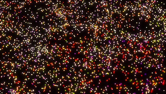 Neon Colorful Dotted Background, Particle Matter, Starry Sky, Chaotic Molecules, Glimmers, Digital Field, Tech Design, Advertising, Presentations, Sci-fi, Abstract, Futuristic Digital Art