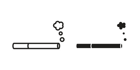 Cigarette icon illustrations collection. editable stroke outline and flat style