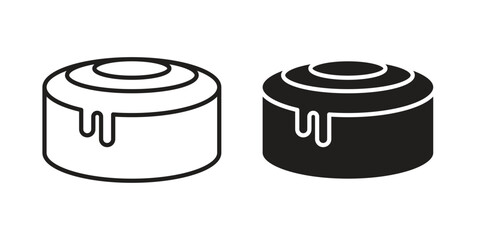 Cinnamon roll icon illustrations collection. editable stroke outline and flat style