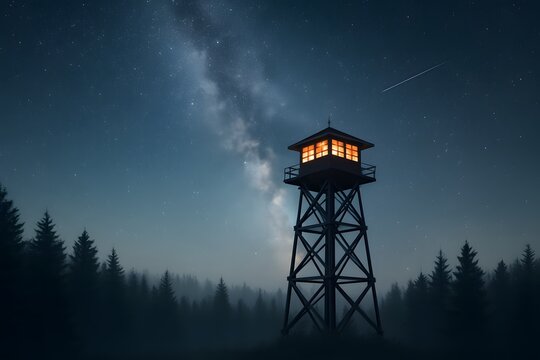 Watchtower milky way galaxy starry nights - Powered by Adobe