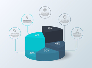 5-color 3D pie chart showing percentages and presented data.