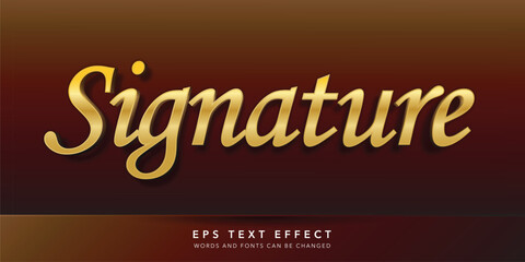 signature gold 3d editable text effect