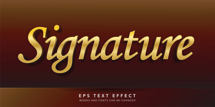 signature gold 3d editable text effect