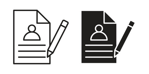 Enrollment icon illustrations collection. editable stroke outline and flat style