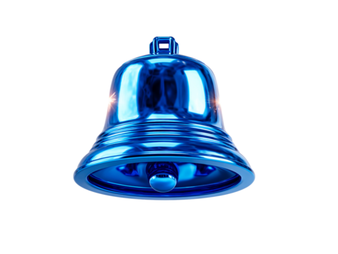 Shiny Blue Bell With Light Flare , isolated on transparent cutout background

