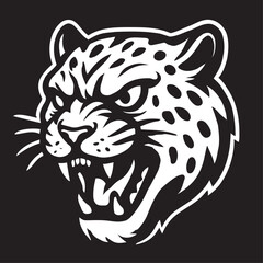 Angry leopard face silhouette illustration