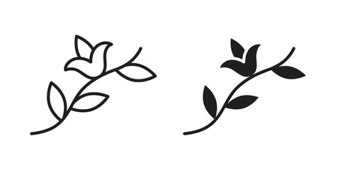 Freesia icon illustrations collection. editable stroke outline and flat style