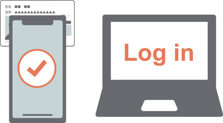 スマホでマイナンバーカードを読み取ってログインするイメージイラスト