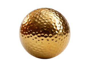 Golden textured sphere on a white background , isolated on transparent cutout background

