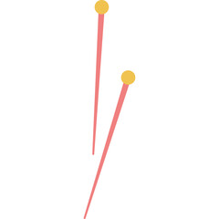 Two red abstract lines with yellow circle accents pointing upwards on a white background