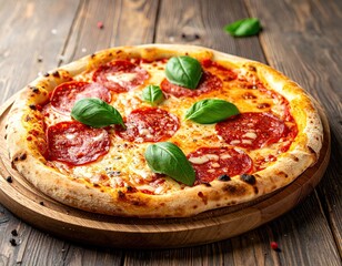 Pepperoni Pizza on Wooden Board