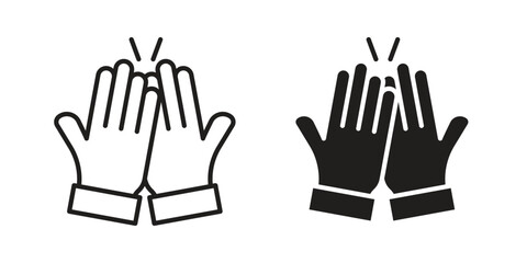 High Five icon illustrations collection. editable stroke outline and flat style