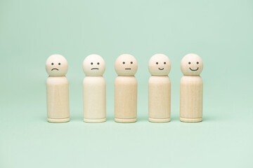 Sad to happy smiling face loading, mental health, feelings, attitude, positive and negative mind, influence emotion, support and depression