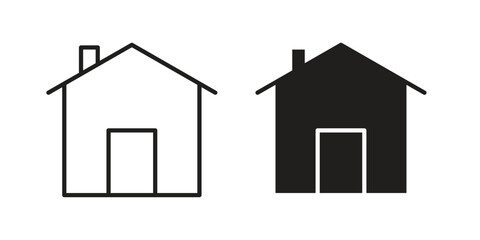 Home icon illustrations collection. editable stroke outline and flat style
