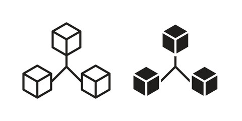 Obraz premium Interconnected icon illustrations collection. editable stroke outline and flat style
