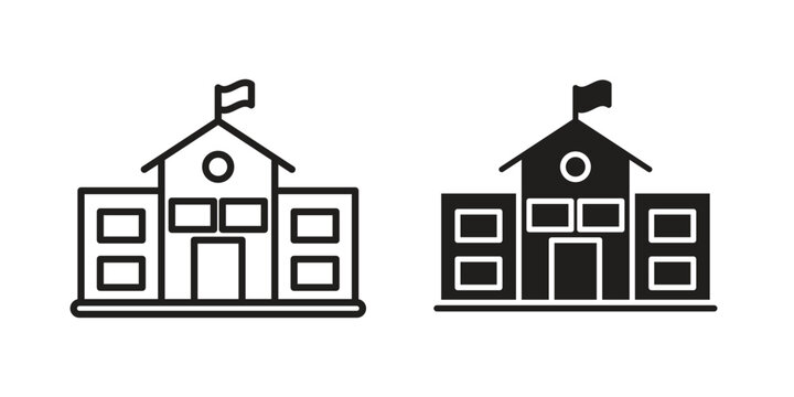 Institute icon illustrations collection. editable stroke outline and flat style
