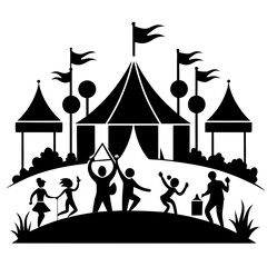 Festival Escape a simple vector clean black silhouette design white background
