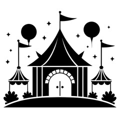 Obraz premium Festival Escape a simple vector clean black silhouette design white background