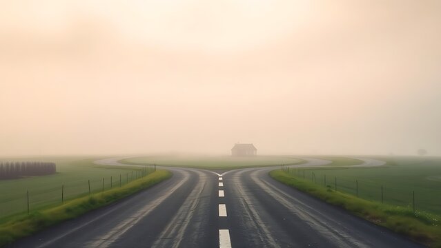 A conceptual crossroads splitting in two directions, symbolic path choice.